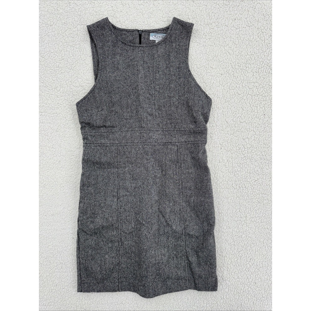 Old Navy Gray Wool Blend Sleeveless Mini Dress Career Fitted Goth Schoolgirl